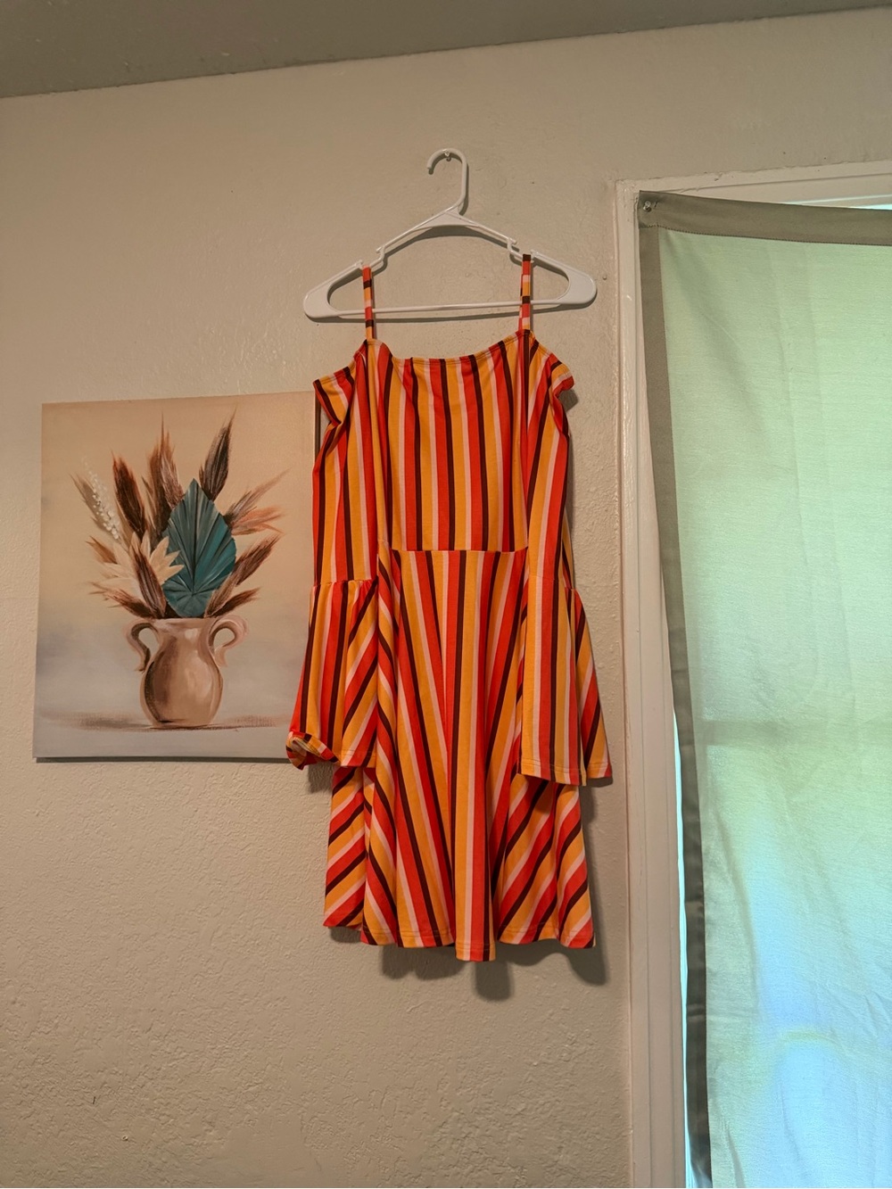 Woman’s ' Multicolor Striped Sundress - Bright Yellow & Pink